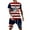 Blanc, variante sur Tenues pour Hommes du 4 Juillet, T-Shirts à Imprimé Drapeau Américain avec Croix de Foi et Shorts, Ensemble Patriotique Deux Pièces