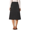 thumbnail image 3 of Faldas midi en A para mujer INSPIRE CHIC, con botones en la parte delantera, de cintura alta, de mezclilla, talla XL, color negro, 3 of 6