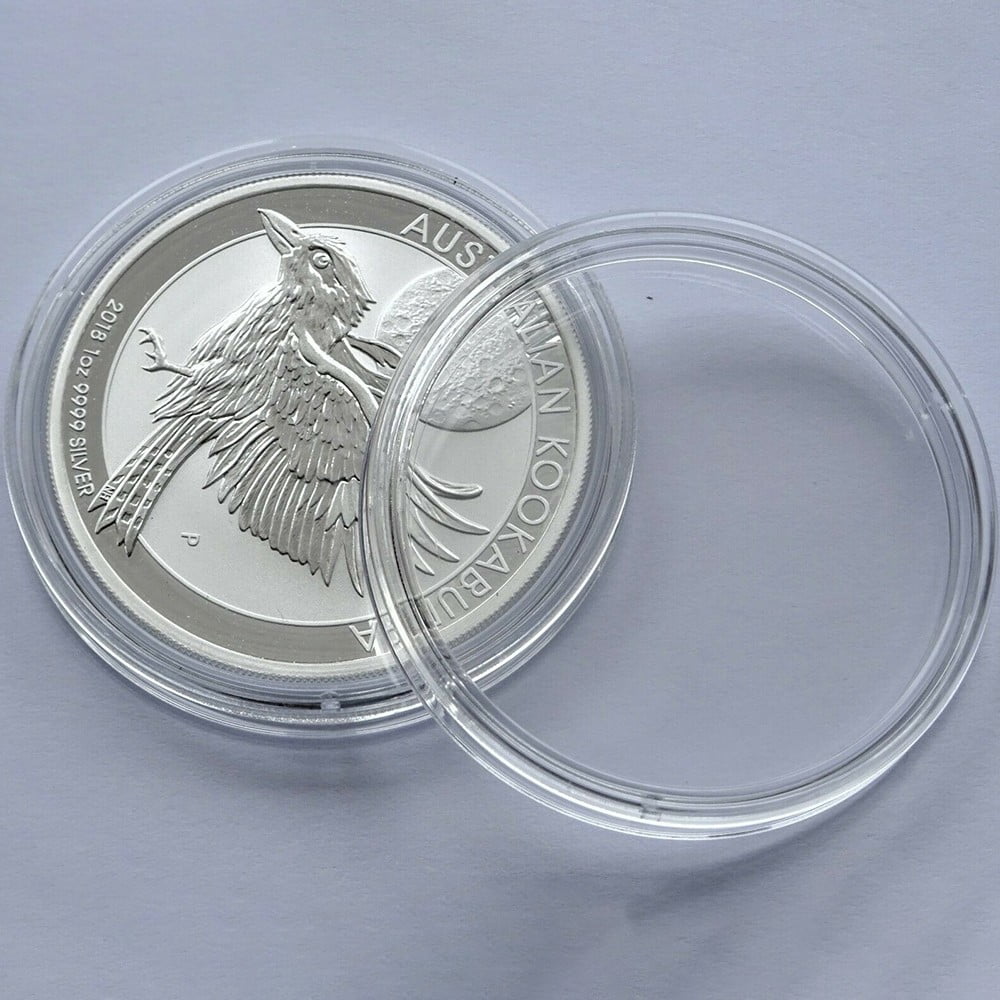 100Pcs Clear 32mm Coin Storage Boxes PS Capsules Portable Round Coin Holders