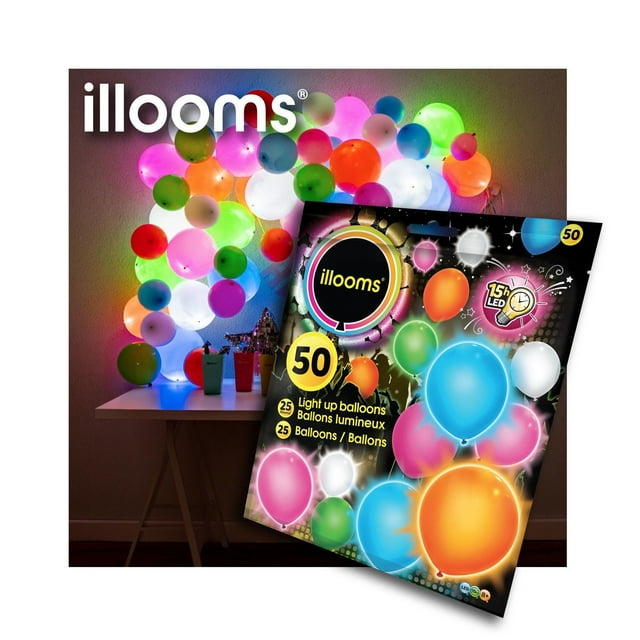illooms Mixed Light Up LED Balloons 50PK
