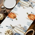 thumbnail image 2 of ERUNPONLY Blue Pumpkin Coastal Fall Table Runner - 72 Inch Long Thanksgiving Eucalyptus Leaves Cotton and Linen Blended Dress Scarves Farmhouse Table Runner for Kitchen Dining, Coffee Table, 13"x72", 2 of 8