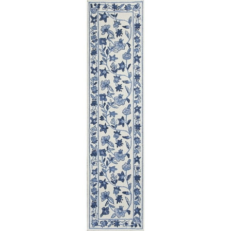 KAS Rugs Colonial Ivory/Blue Floral Area Rug