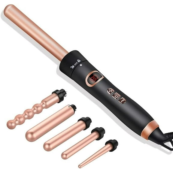 5 in 1 Curling Iron Professional Hair Curler Wand Set with 5/3P Interchangeable Corrugation for Styler Ceramic Barrel