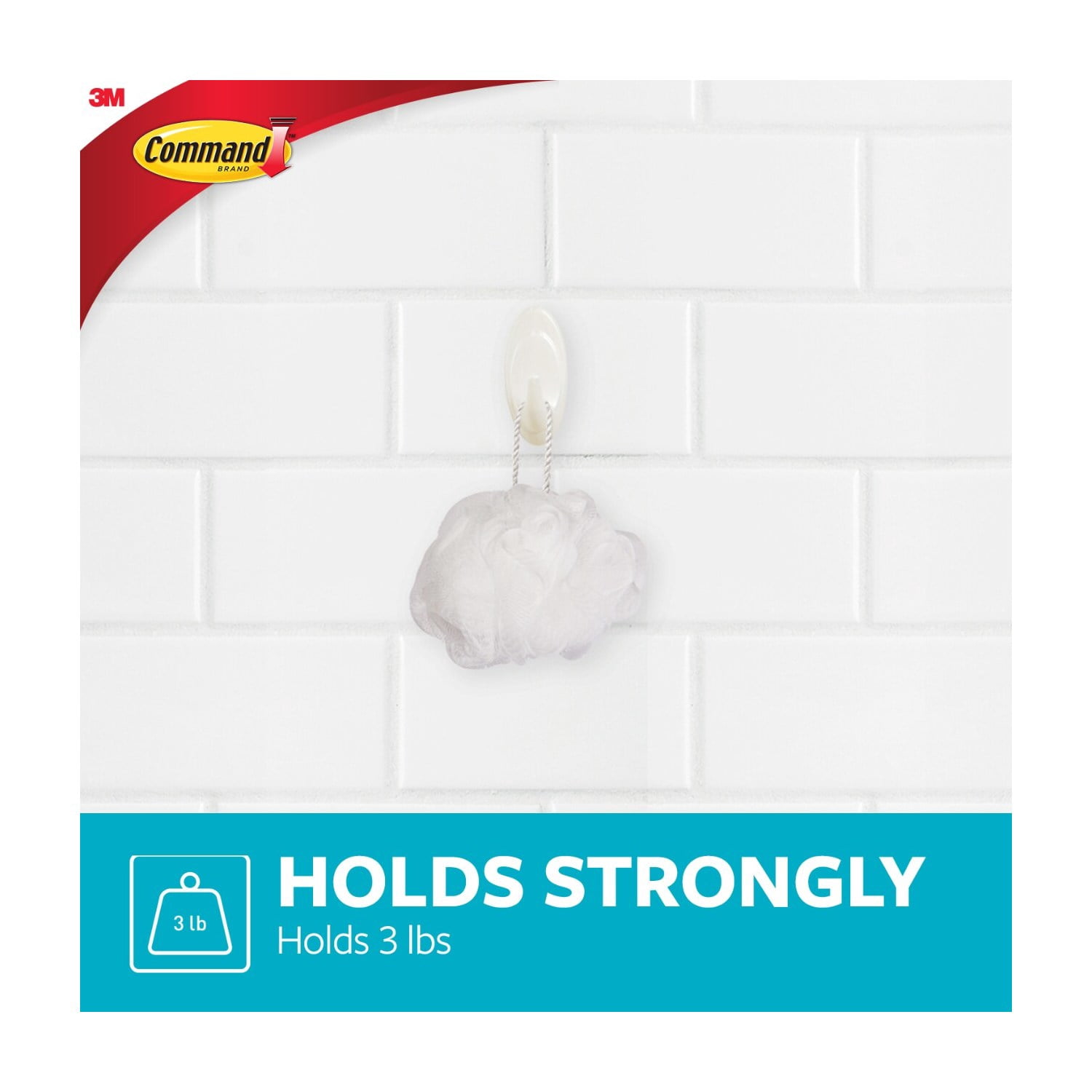 Command Bath Terrace Hooks, Quartz, 2 Wall Hooks, 4 Water Resistant Strips, Bathroom Organization