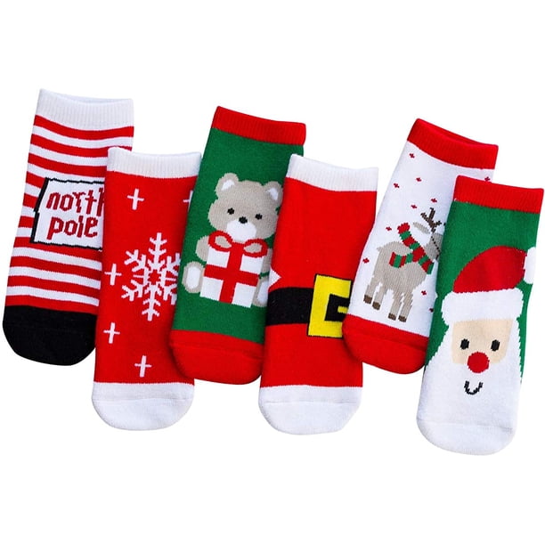 Unisex bebé 6 pares bebé niños dibujos animados Navidad vacaciones niño calcetines para niños Xemadio CJWUS-6713
