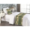 thumbnail image 2 of Ethnic Bed Runner Set, Egypt Folk Art Style Sun Geometric Stripes Ornaments Tribal Concept, Decorative Bedding Scarf & a Pillow Sham for Hotels Homes, Twin, Amber Dark Teal and Beige, by Ambesonne, 2 of 3