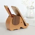 thumbnail image 2 of Soporte para celular de madera con forma de elefante, incluye portalápices y organizador de escritorio., 2 of 8