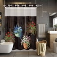 thumbnail image 5 of No Hook Shower Curtains with Snap-in Liner Set, Spring Floral Waterproof Hotel Style Bathroom Shower Curtain, Wooden Flowers Elegant Pastoral Botanical Breathable Mesh Top Bath Curtains 48''x72'', 5 of 9