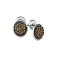 thumbnail image 1 of FB Jewels 10kt White Gold Womens Round Brown Diamond Cluster Earrings 1/2 Cttw, 1 of 1