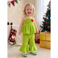 thumbnail image 4 of RUINIXCW Girls Christmas Outfit Heart Embroidery Green Fuzzy Camisole  Flared Pants, 4 of 6