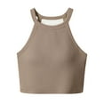 thumbnail image 3 of DDAPJ pyju Womens Sports Bras Athletic Tank Tops for Women Halter High Neck Seamless Crop Top Basic Workout Undershirts on Sale Khaki XL, 3 of 5