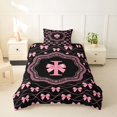 thumbnail image 2 of Catabedysis Dreamy Princess Bowknot Twin Duvet Cover,Pink Monogrammed I Design Twin Bedding For Girls,Pink Reversible,2-Piece,1 Duvet Cover and 1 Pillowcase, 2 of 6