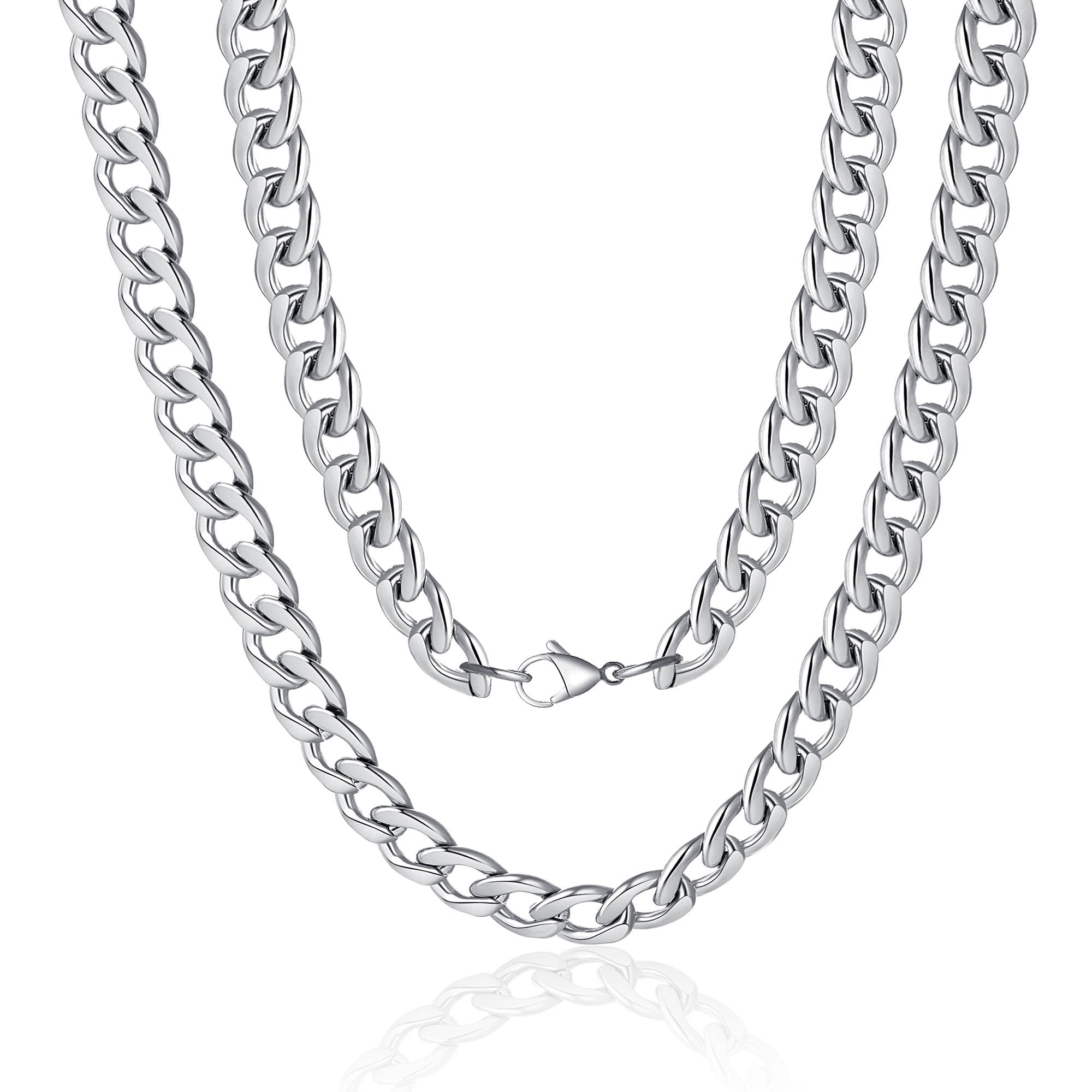 316L Stainless Steel Popular Men Chain Link Necklace Silver 3-12mm 18" 36" 