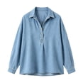 thumbnail image 4 of Jeans Shirt for Women Long Sleeve Vintage Washed Denim T Shirt Lightweight Going Out Fall Jean Top Casual Polo Shirts, 4 of 4