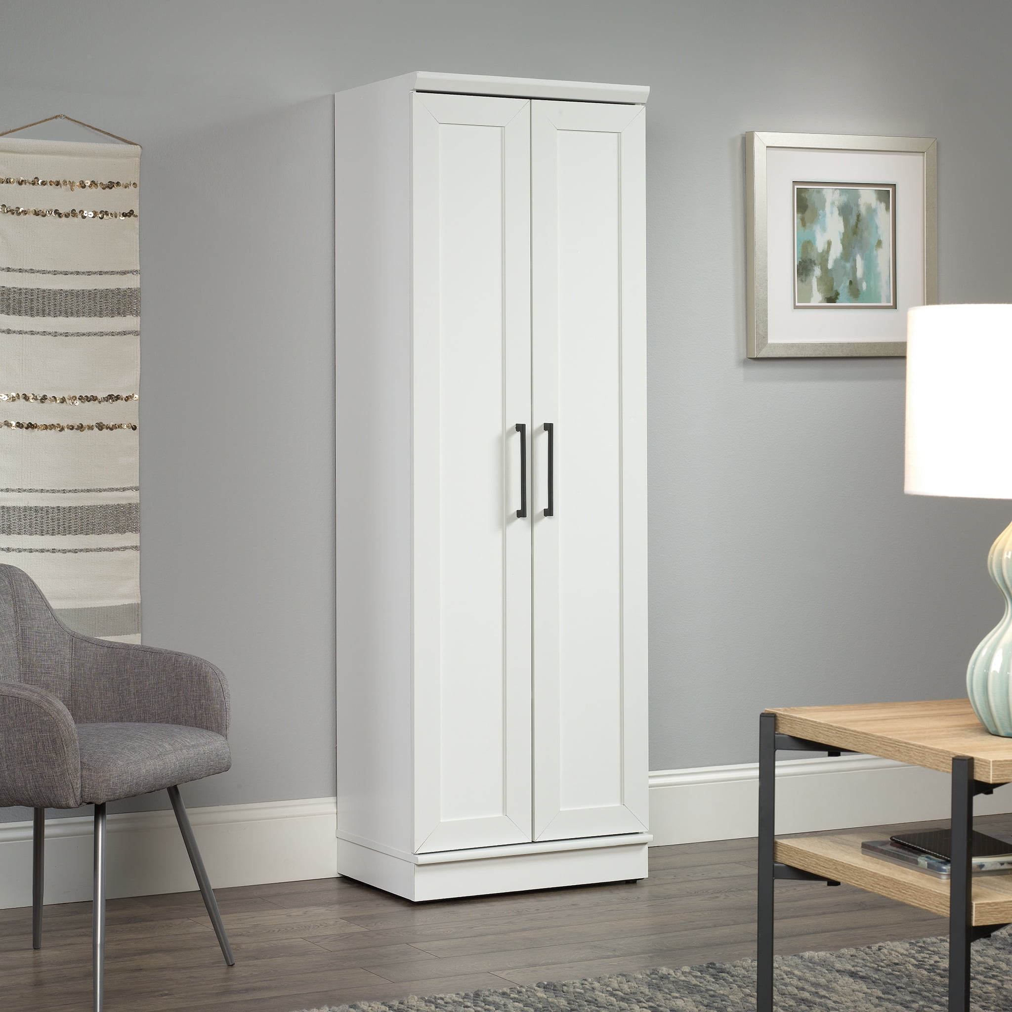 Door Wood Storage Cabinet, Sauder Homeplus Storage Cabinet Soft White Finish