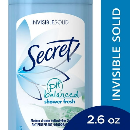Secret Invisible Solid Antiperspirant Deodorant Shower Fresh Scent, 2.6 oz, Twin Pack