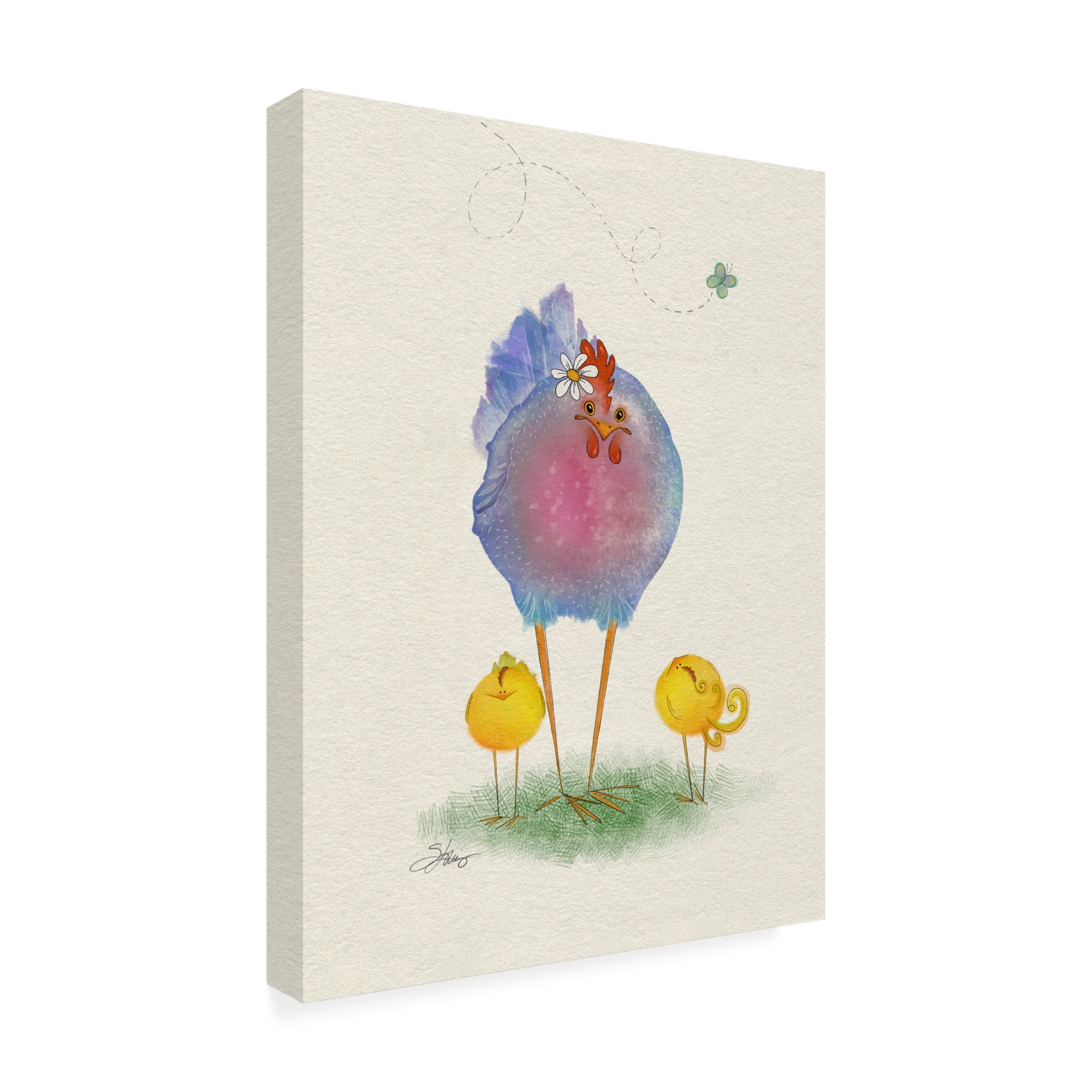 Canvas Wall Art - Shanda Louis 'Flora Hen' Wall Art for Living Room, Bedroom, or Office Décor by Trademark Fine Art - 24 x 32 Inches