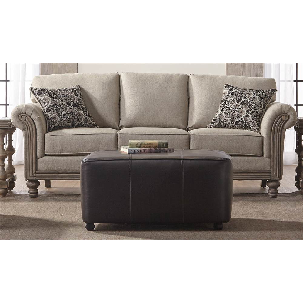Traditional Rolled Panel Arm Sofa in Beige