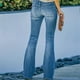 thumbnail image 4 of Womens Hipster Flare Jeans Casual Wide Leg Pants Fitted Butt Denim Jeans, 4 of 5