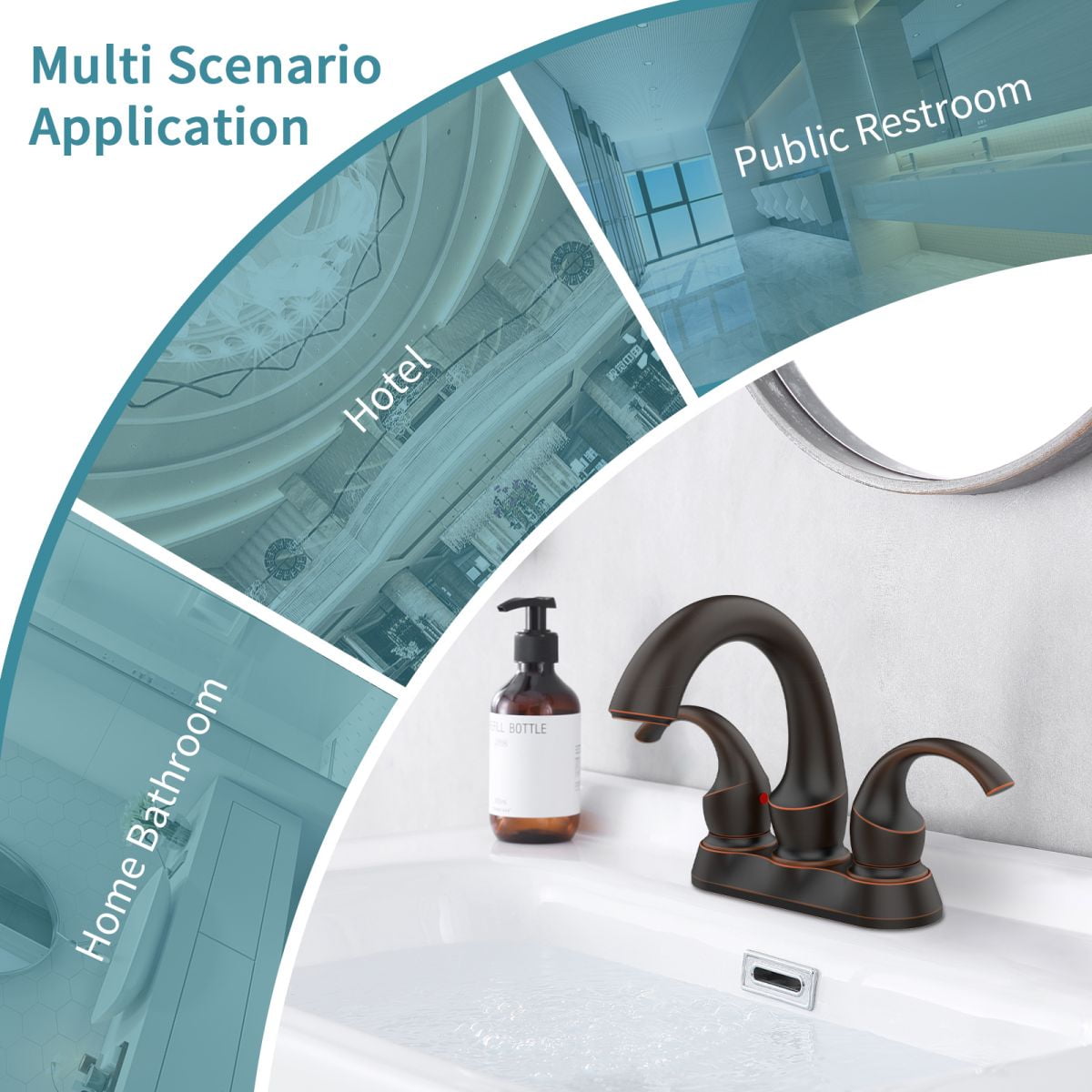 Bathroom Faucet 2-Handle Oil Rubbed Bronze with Aerator, Swan Style 4-inch Centerset Vanity Sink with Pop-Up Drain and Supply Hoses