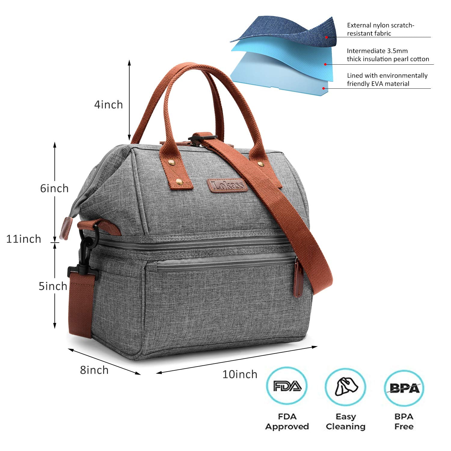 Lokass Lunch Bag Cooler Women Tote Insulated Box Tote Bag Insulated Lunch Box