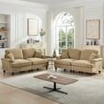 thumbnail image 3 of Newest Classic 2 Piece Modular Couch Living Room Sofa Set, Flared Arms, Removable Ruffles Pleats Skirts, Spindle Legs,2 Seater Sofa + 2-Seat Loveseat Sofa Sets for Living Room,Light Coffee, 3 of 19