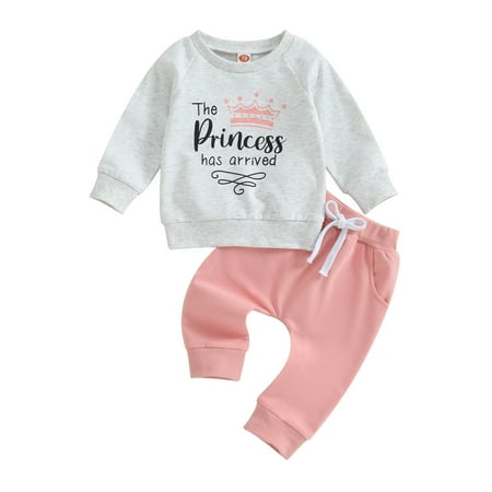 

Hirigin Cute Toddler Girls 2 Piece Outfit with Letter Print Sweatshirt and Elastic Pants
