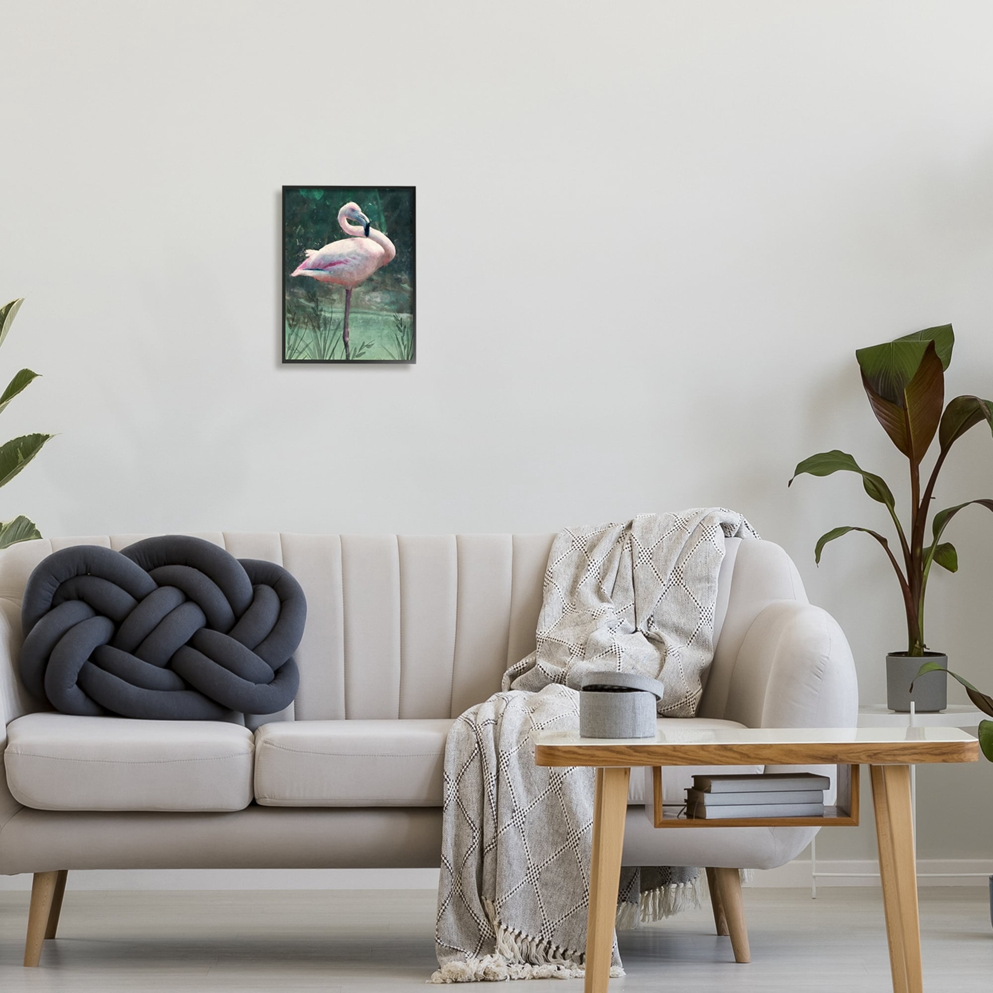 Stupell Industries Flamingo Tropical Jungle Pond Animals & Insects Painting Black Framed Art Print Wall Art