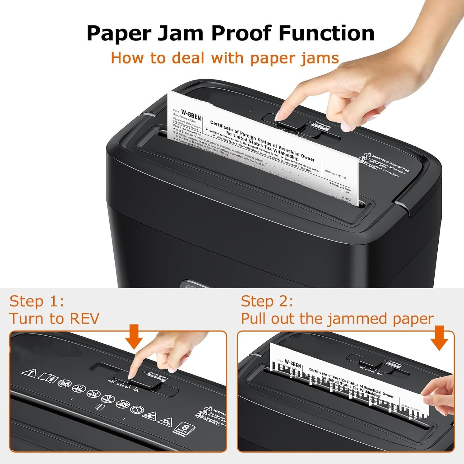 Paper Shredder, 8-Sheet Crosscut Shredder with 4.2 Gallon Bin Shred Credit Card/Mail/Staple/Clip for Home Office, P-4 Security Level