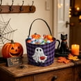 thumbnail image 5 of SHJHENG Fabric Halloween Candy Basket With Handle Cute Ghost Skull Print Prank Or Treat Bag Reusable Halloween Treat Bucket For Kids Candy Snacks Gift Party Decor, 5 of 5