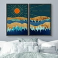 thumbnail image 2 of IDEA4WALL Framed Wall Art Print Set Shining Sun Over Gold & Blue Granite Marble Forest Abstract Shapes Modern Art Nordic Colorful Chic for Living Room, Bedroom, Office - 24"x36"x2 Black, 2 of 5