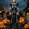 thumbnail image 2 of Kids Halloween Skeleton Print Outfits Toddlers Skeleton Jumpsuit for Party, 2 of 5