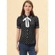 thumbnail image 3 of Allegra K Camiseta De Manga Corta Con Cuello Peter Pan Y Lunares Para Mujer Negro M, 3 of 5