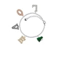 thumbnail image 2 of Delight Jewelry Silvertone Small Green Megaphone Multi-Colored Crystal Love Charm Bracelet, 2 of 5