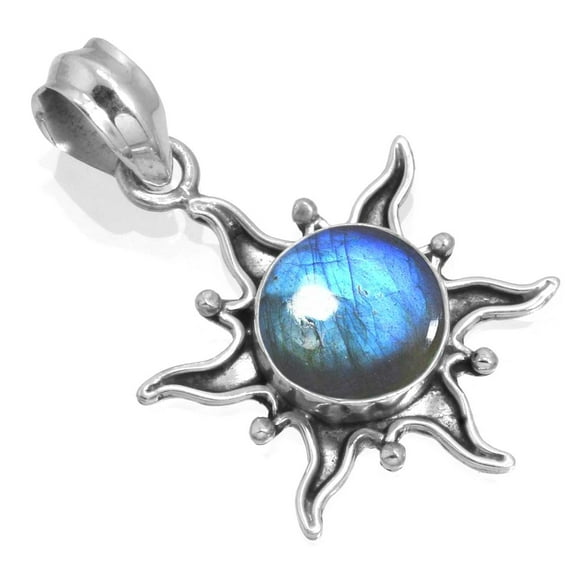 Natural Labradorite Pendant 925 Sterling Silver Handmade Jewelry