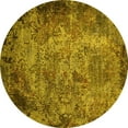 thumbnail image 1 of Ahgly Company Machine Washable Indoor Round Oriental Yellow Industrial Area Rugs, 5' Round, 1 of 4
