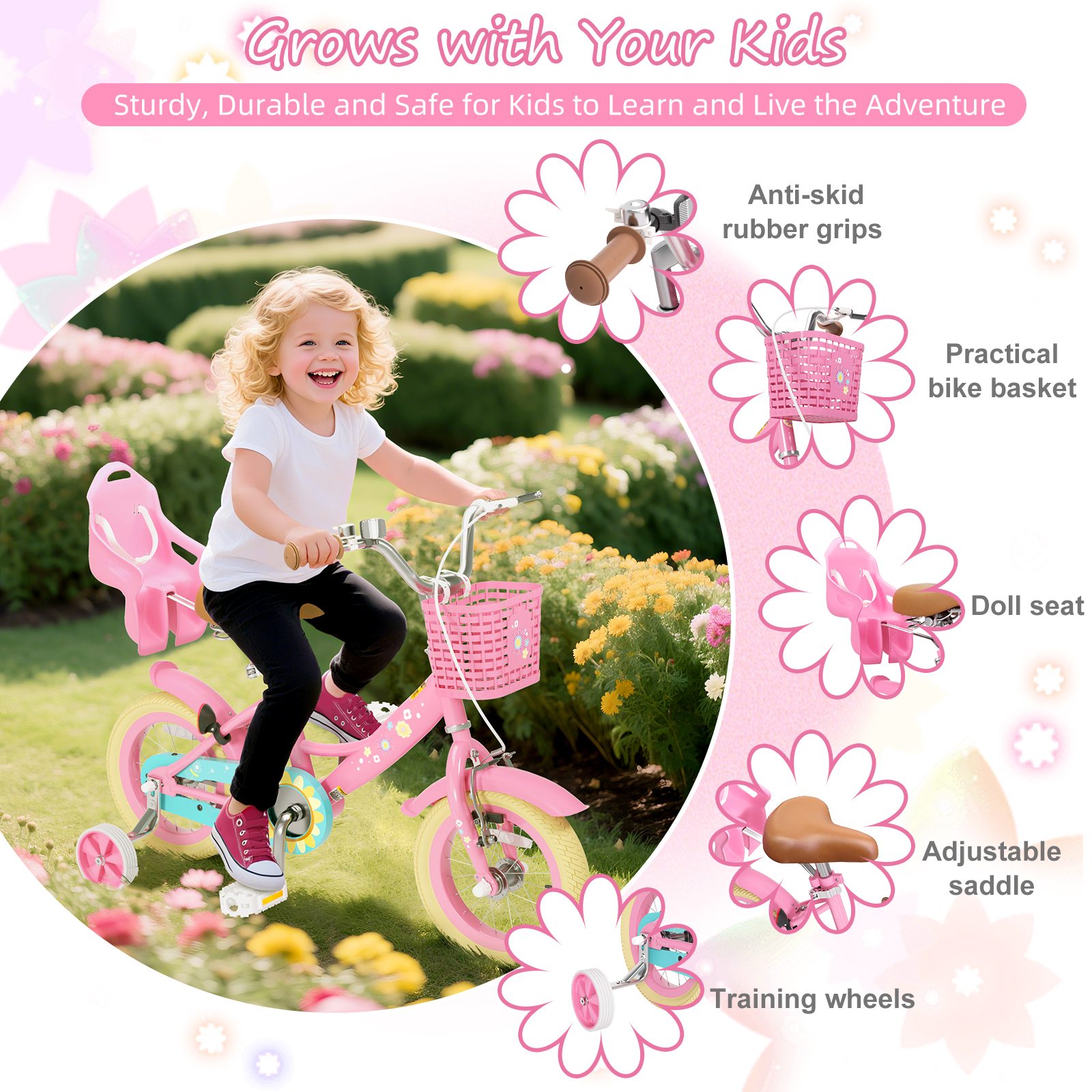 Korimefa 12 Inch Girls Bike with Training Wheels photo 6