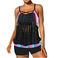 thumbnail image 2 of UPPADA Women Tankini Swimsuits Set Two Piece Tummy Control Bathing Suit Racerback Flowy Swimwear Swim Dress with Bra Skirted Bathing Suit Modest Swimwear with Shorts Clearance on Sale Black,XXXL, 2 of 6