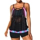 thumbnail image 2 of Trajes de baño Amzcrzy Tankini para mujer, bikini para mujer, talla grande, traje de baño conservador con costuras de encaje, traje de baño dividido, traje de baño negro, 2XL, 2 of 6