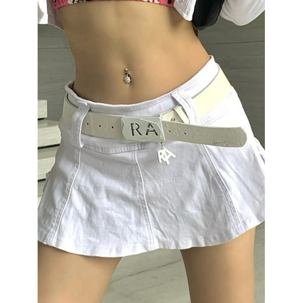 Denim skirt with belt cheap