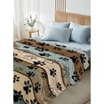 thumbnail image 4 of Black Paw Print King Size Flat Sheet, Wrinkleproof & Fadeproof Cooling Flat Bed Sheet Only, Farmhouse Vintage Shabby Wood Grain Breathable Soft Bedding Top Sheets 105 x 98 Inches, 4 of 8