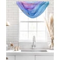 thumbnail image 4 of Waterfall Valances for Windows, Blue Purple Ombre Kitchen Sheer Valance Curtains, Marble Abstract Modern Ink Painting Rod Pocket Elegant Swag Valances for Living Room Bedroom, 47.2"x38.5", 3 Panel, 4 of 8