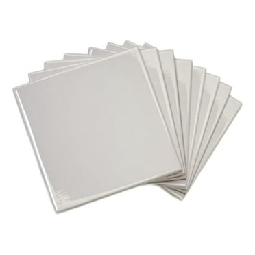 6 in Ceramic Tile Gloss 6x6 Box of 8 Piece for Bathroom Wall and Kitchen Backsplash by saney (Light Gray)