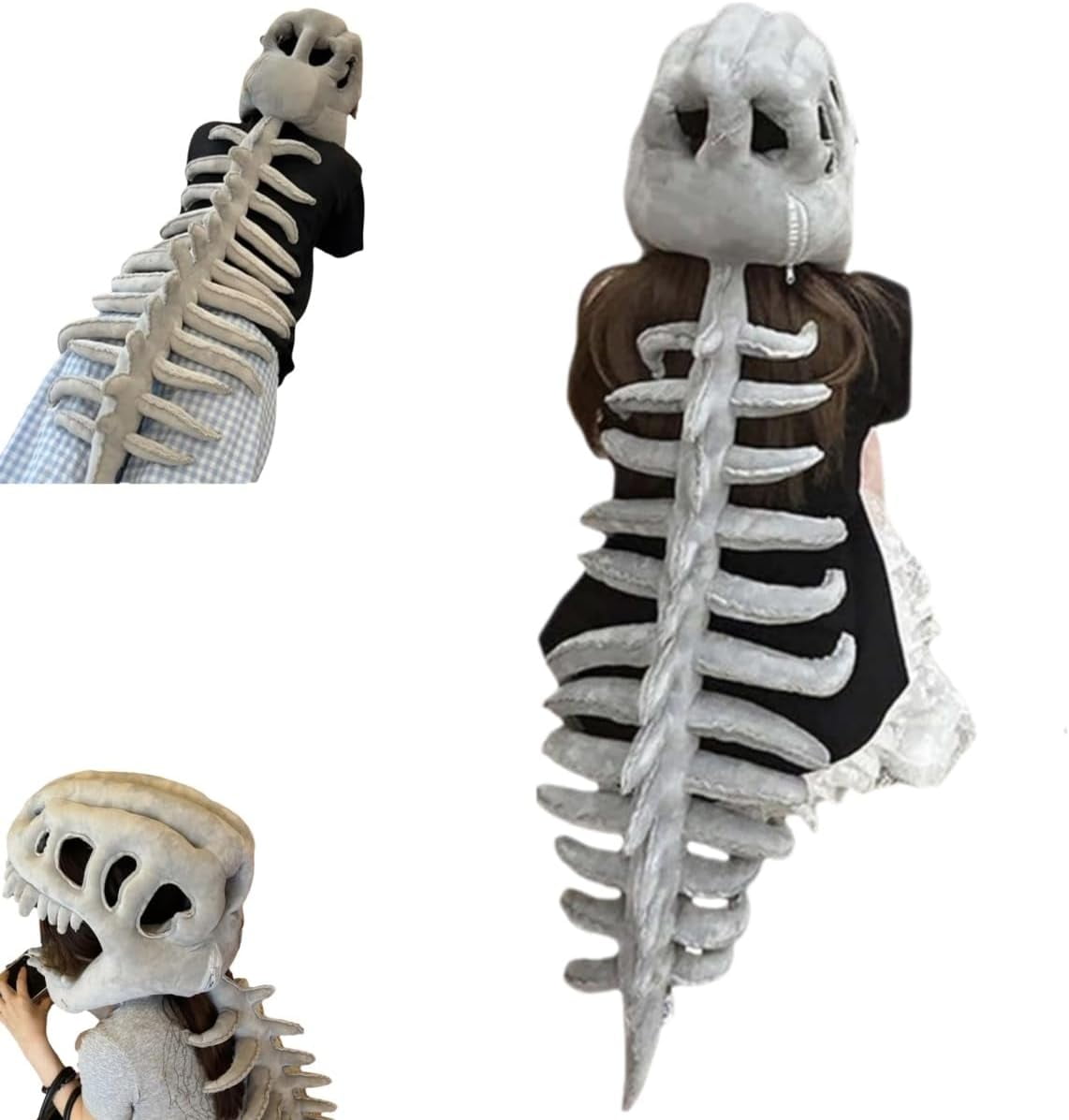 Costume Da Scheletro Di Dinosauro Plush – Morbido E Leggero Per Halloween E Cosplay, Due Taglie