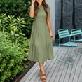 thumbnail image 4 of IDALL Summer Dresses,Petite Dresses Women Summer Casual Midi Maxi Dress Boho Sleeveless Smocked A-Line Long Dress Elegant Dresses,Modest Dresses,Womens Dresses Green Dress L, 4 of 8