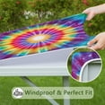 thumbnail image 6 of Rainbow Tie Dye Radial Pattern Square Fitted Tablecloth with Elastic Edge,Square Table Cover,Washable Elastic Table Cover for Home Kitchen Party Decor 34"x34", 6 of 6