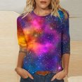 thumbnail image 6 of JTZGDY Womens 3/4 Sleeve Tops Dressy Casual Plus Size Teen Girls Cute Tie Dye Starry Sky Oversized Tunic Blouse Crewneck Basic Graphic T-Shirts Fashion 2025 Outfit Clothes Multicolor#15 XL, 6 of 6