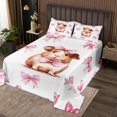 thumbnail image 2 of Erosebridal Cartoon Guinea Pig Coverlet Set Queen, Pink Bow-tie Bedding Set, Cute Hamster Decor 3pcs, 2 of 5