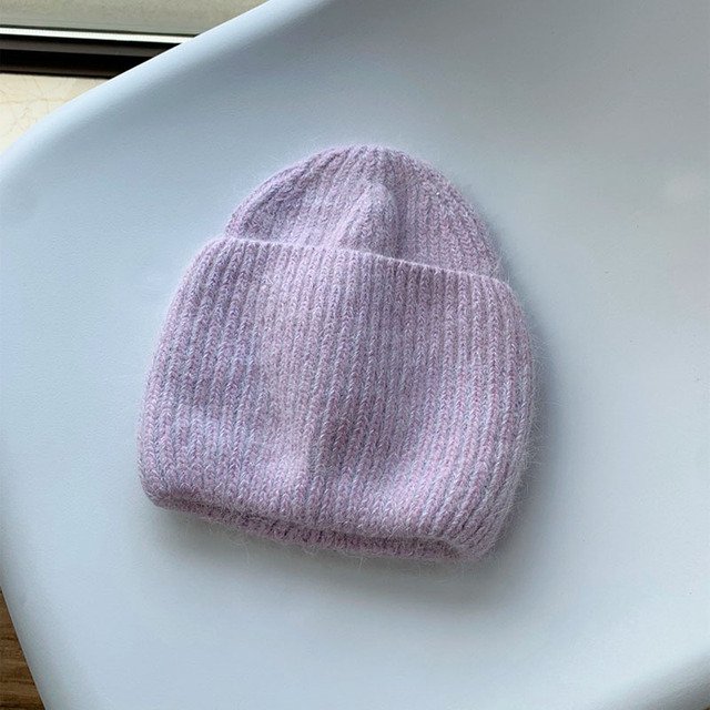 LinYooLi Candy Color Rabbit Hair Knitting Wool Hat, Autumn And Winter Shining Sequins Fashion Matching Caps Melon Skin Hat Fashion