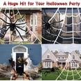 thumbnail image 4 of Araña de Halloween, araña gigante de 200 cm, decoración de Halloween para exteriores con telaraña triangular de 7 m, telaraña expandible de 20 g, 10 arañas de plástico, decoración de terror, 4 of 5